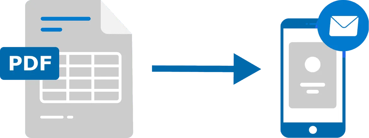 Grafik: PDF-Datei wird automatisch per E-Mail an ein Smartphone gesendet