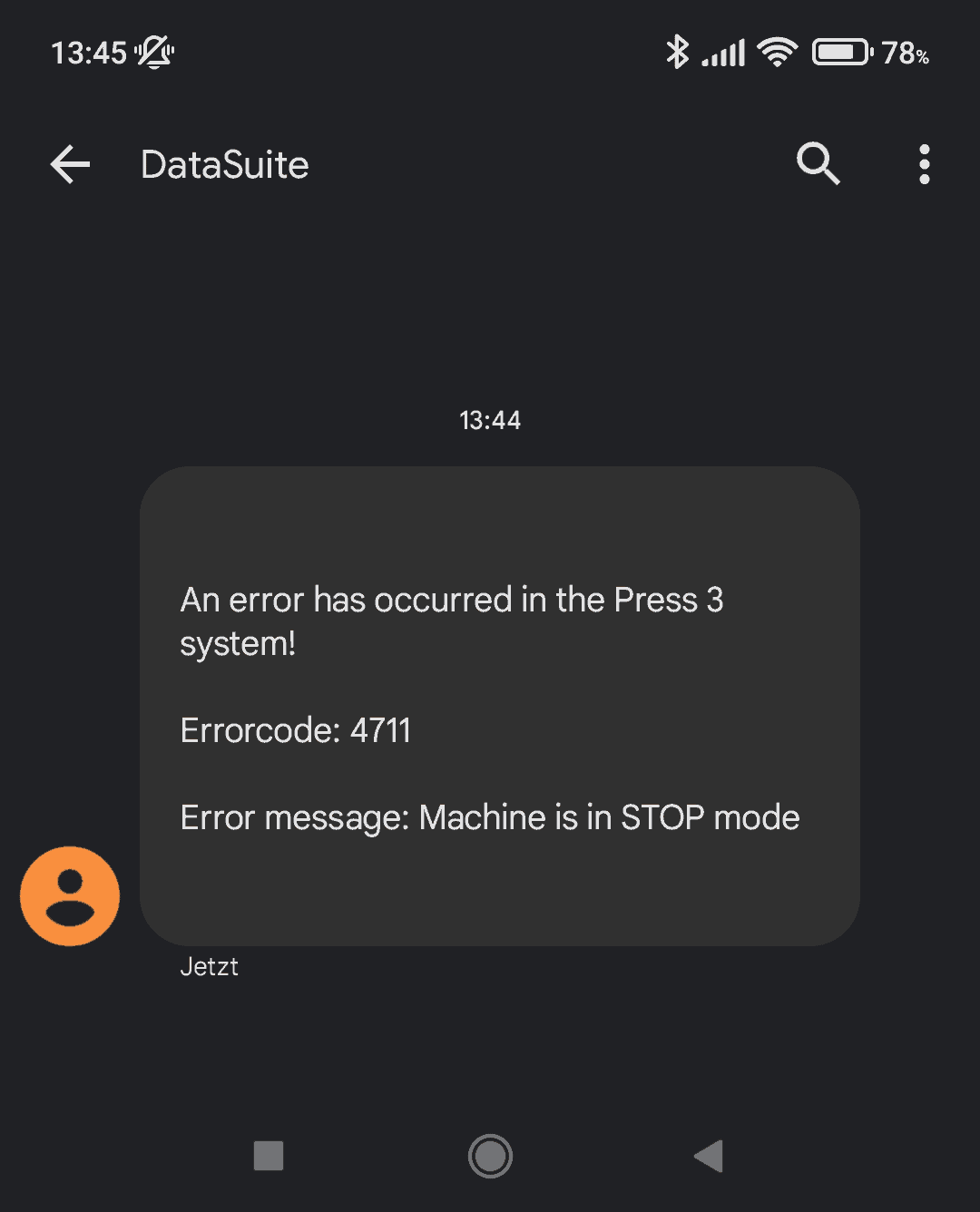 SMS error message