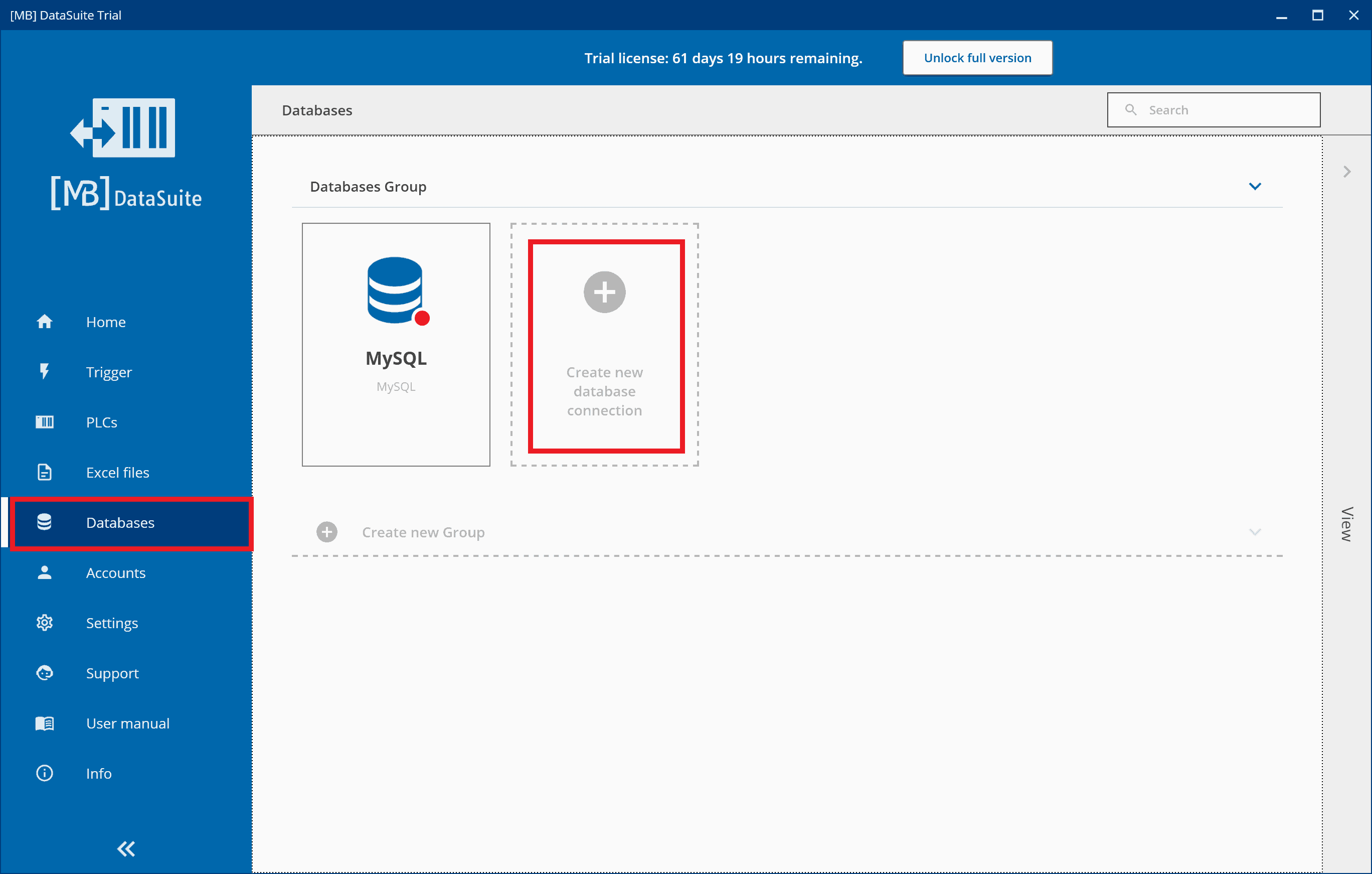 create new database connection in DataSuite