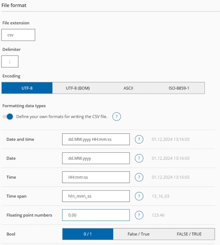 File formats - MB Datasuite