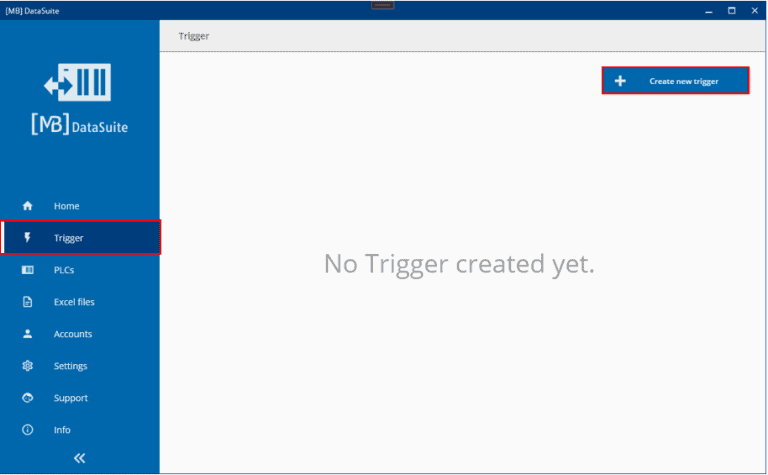 Create trigger - MB Datasuite