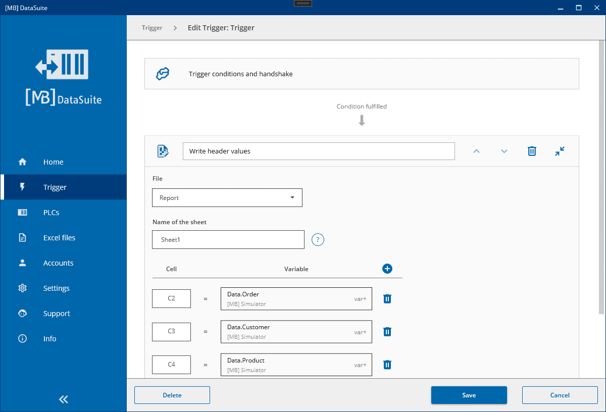 Trigger structure | MB Datasuite
